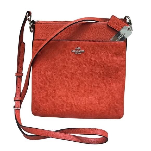 Coach Womens Kitt Crossgrain Crossbody Messenger Bag Orange - Picture 1 of 9